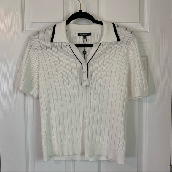 NWT Adrianna Papell Textured Knit Polo Top, Size M - Picture 10 of 10